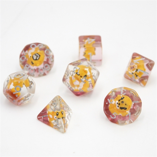 Clear Orange Racoon - Resin Terninger - Rollespilsterninger - Epic Dwarf Dice